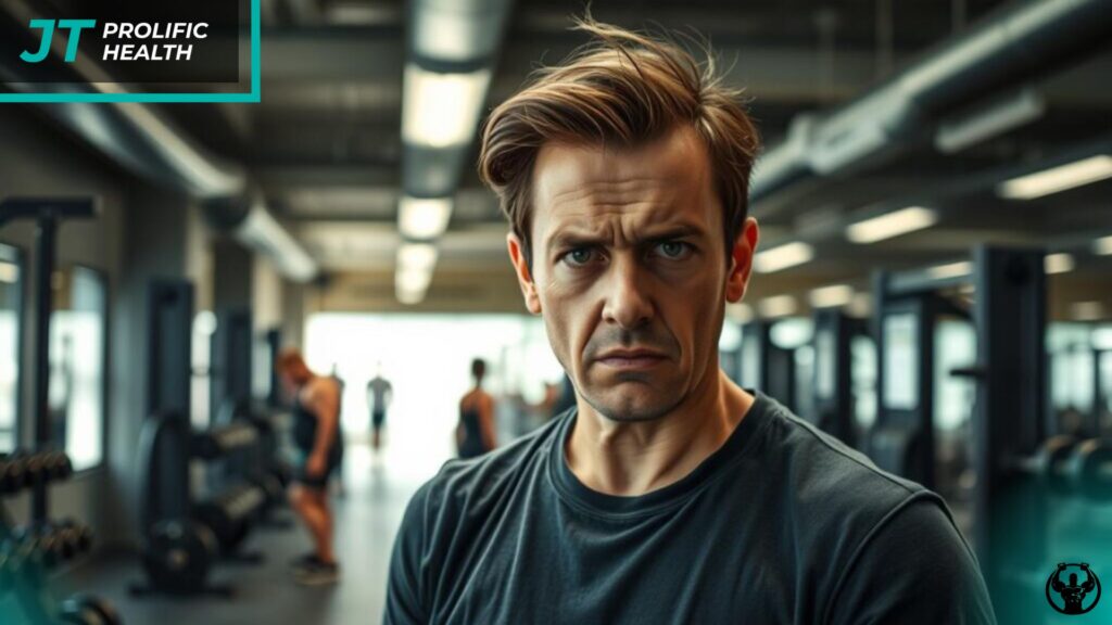 Confident individual overcoming gym intimidation, Prolific Health wellness support.